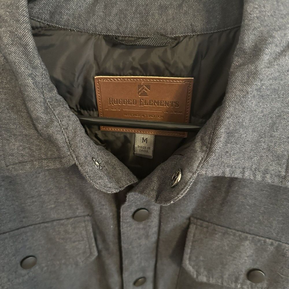 Rugged Elements Jacket Mens M Heather Gray Quilt Lined Utility‎ Flannel Shacket - Picture 3 of 4